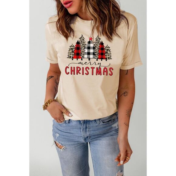 Azura Exchange  Christmas Plaid Leopard Graphic Tee - Picture 3 of 6